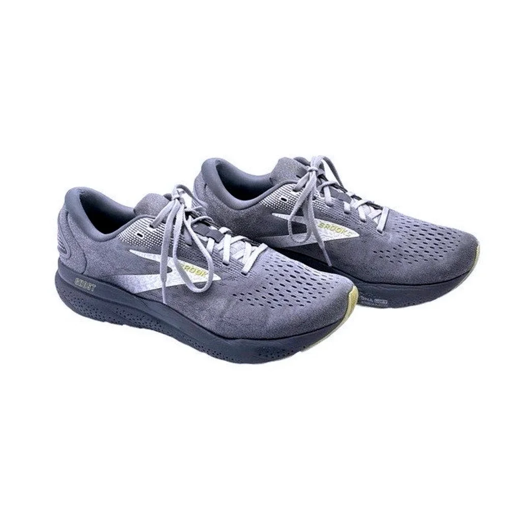 Brooks Ghost 16 Men's 11.5 Gray Lime Running Shoes DNA LOFT v3 Neutral